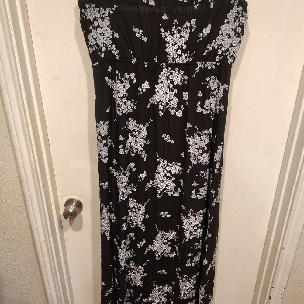 Old Navy Dark Floral Strapless Tube Maxi Dress Sz XL Summer Beach Vacation Boho - Picture 7 of 7